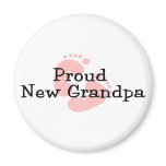 Proud New Grandpa Baby Girl Footprints Refrigerator Magnets