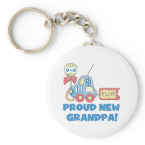 Proud New Grandpa It's a Boy TShirts and Gifts Keychain