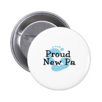 Proud New Pa Baby Boy Footprints buttons