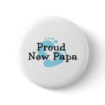 Proud New Papa Baby Boy Footprints buttons