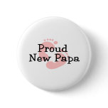 Proud New Papa Baby Girl Footprints buttons