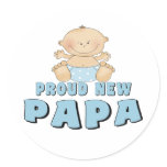 PROUD NEW Papa Boy Round Sticker