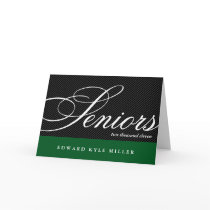 Proud seniors black/green graduation announcement