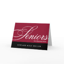 Proud seniors red black graduation announcement greeting card