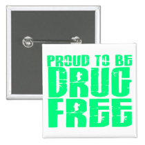 Proud To Be Drug Free 2 Light Green buttons