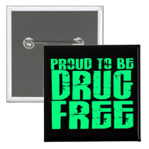 Proud To Be Drug Free 2 Light Green buttons