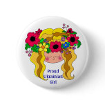 Proud Ukrainian Girl Ukrainian Folk Art Button
