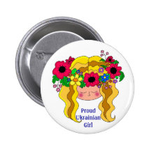 Proud Ukrainian Girl Ukrainian Folk Art Button