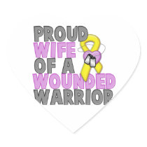 Proud Wife of a Wounded Warrior Heart Stickers
