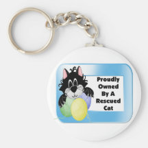 Proudly Owned By A Rescued Cat Key Chains