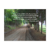 Proverbs 3:5-6 Christian Bible Verse Poster Post Card