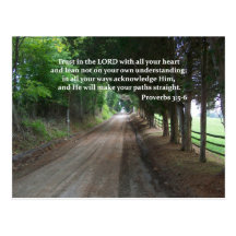 Proverbs 3:5-6 Christian Bible Verse Poster Post Card