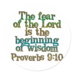 Proverbs 9:10 round stickers