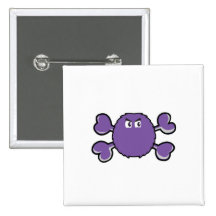 prurple fuzzy monster Skull purple Crossbones Pinback Buttons