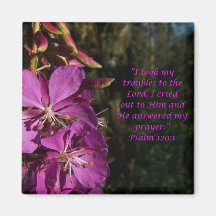 Psalm 120:1 Encouragement Purple Flower Magnet