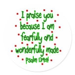 Psalm 139:14 round stickers