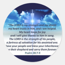 Psalm 28:7-9 round stickers