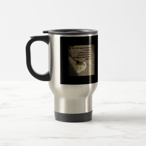 Psalm 59:16 White Rose Coffee Mugs