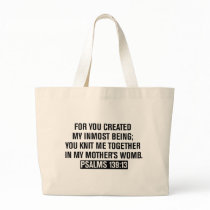 PSALMS 139:13 TOTE BAG