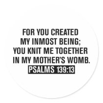 PSALMS 139:13 ROUND STICKER