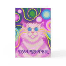 Psy-cat-delic Pink 'Daughter' birthday card