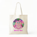 Psy-cat-delic Pink round 'Groovy Cat' tote bag