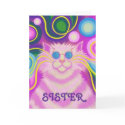 Psy-cat-delic Pink 'Sister' 'groovy birthday' card