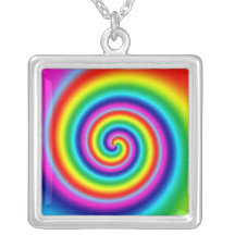 Psycadelic Rainbow Hippy Fashion Diva Sterling Sil Custom Necklace