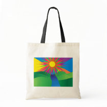 psychdelic sun grocery bag