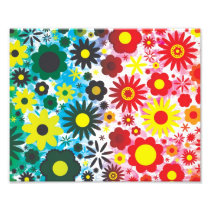 Psychedelic 60s Red Green Flowers Pattern