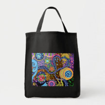 Psychedelic abstract pattern tote bag