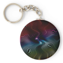 Psychedelic Coloured Waves Keychain keychains