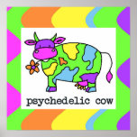Psychedelic Cow Stripes posters