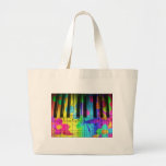 Psychedelic Electric Piano Keyboard and Flowers Tote Bag