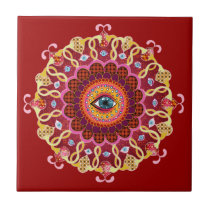 Psychedelic Eye Mandala Ceramic Tile