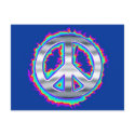 Psychedelic Flaming Peace Sign postcards