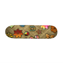 psychedelic flower basket weave skateboard deck