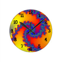 Psychedelic Fractal Spiral: Wall Clock wall clocks