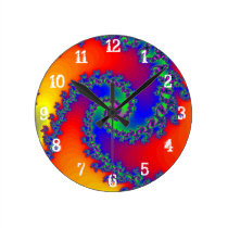 Psychedelic Fractal Spiral: Wall Clock wall clocks
