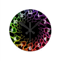Psychedelic Fractal Spirals: Wall Clock wall clocks