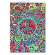 Psychedelic Groovy Trippy Peace Sign Card