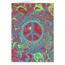 Psychedelic Groovy Trippy Peace Sign Card