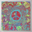 Psychedelic Groovy Trippy Peace Sign posters