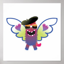 psychedelic hippie angel monster poster