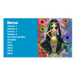 Psychedelic Hippie Girl Mermaid with Butterflies Business Card Template