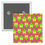 Psychedelic Neon Owl Pattern Buttons