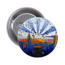 Psychedelic NYC: ESB Wide Skyline View Pin