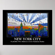 Psychedelic NYC: ESB Wide Skyline View Posters