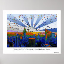 Psychedelic NYC: ESB Wide Skyline View Print