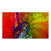 Psychedelic NYC Rainbow Colour Statue of Liberty 1 Business Card Templates